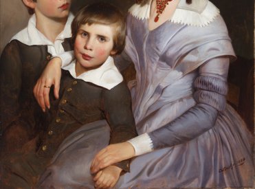  Emanuel Leutze (1816–1868), Mutter mit zwei Kindern, 1844, Öl auf Leinwand. 103,7 × 83 cm. © Dr. Axe Stiftung, Bonn.