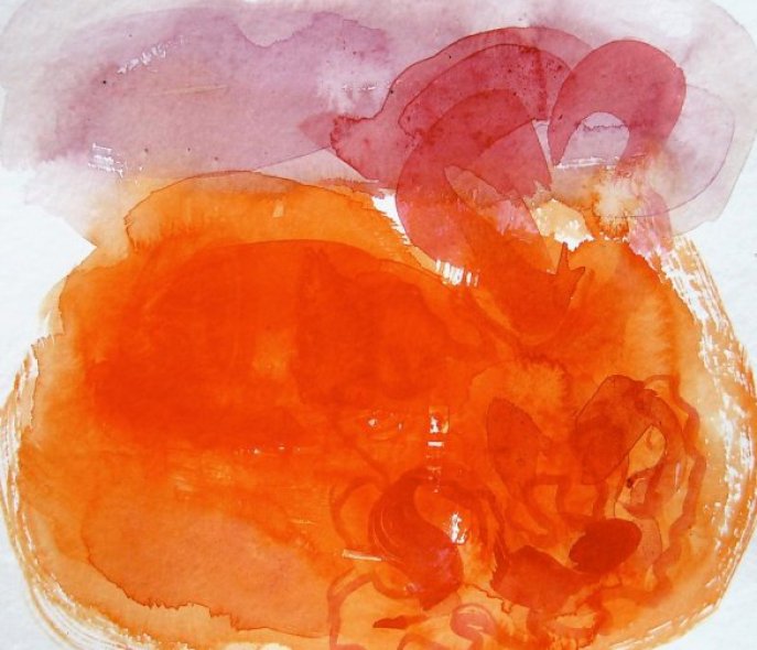 Rot-orangenes Aquarell der Künstlerin