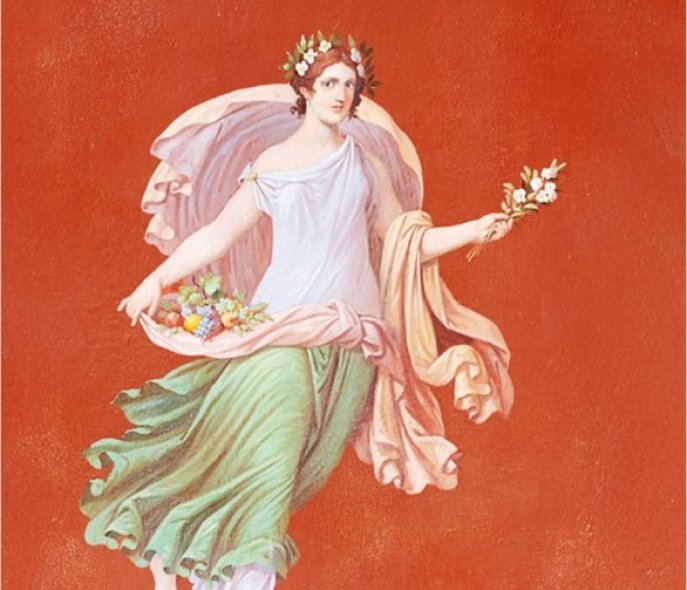 Mural: Woman with a Wreath of Flowers in Her Hair and a Robe