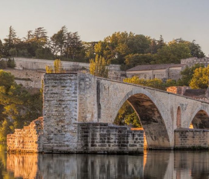 Avignon old bridge during sunset in Provence, France By Tomas Marek