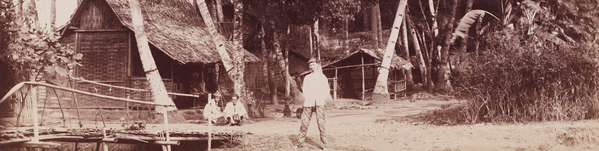 Sidney W. Brown with two natives, Indonesia 1888, Langmatt Museum Archive