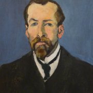 gemalt von Waldemar Flaig, Stadt Meersburg, G97-02 Porträt Albert Säger