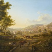 Motiv zur Ausstellung mit einer Ansicht Baden-Badens