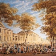 Kurhaus und -garten in Baden-Baden um 1825, Aquarell von Carl Ludwig Frommel Kurhaus und -garten in Baden-Baden um 1825, Aquarell von Carl Ludwig Frommel