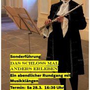 Kostümierte Referentin im Gartensaal