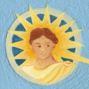 Der römische Sonnengott Sol mit Strahlenkrone.