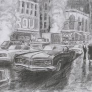 Bleistiftzeichnung Szene New York