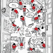© Alison Bechdel «Drawn from Life» The New Yorker 2012 Zimmer aus der Vogelperspektive, dieselbe Figur mehrmals