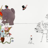 Michel Kichka, "Tomi, père de famille nombreuse", dessin pour l'exposition "Tomi Ungerer forever", 2016. Don Michel Kichka, 2016 (c) Michel Kichka Michel Kichka, "Tomi, père de famille nombreuse", dessin pour l'exposition "Tomi Ungerer forever", 2016. Don Michel Kichka, 2016 (c) Michel Kichka