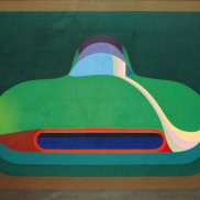 Markus Müller (*1943), Bolide, 1968<br>Öl auf Leinwand, 160 x 180 cm <br>Aargauer Kunsthaus / Schenkung aus Nachlass Robert Beeli, 2007<br>© Markus Müller <br>Foto: Brigitt Lattmann