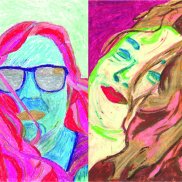 Bilder von zwei Frauen, welche mithilfe von Farbe von einem Foto in ein Bild im Pop-Art-Stil verwandelt wurden