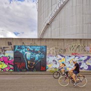 Graffiti in Basel mit dem Velo erfahren. Foto: Martin Schulte-Kellinghaus, 2024