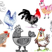 Julia Moll-Rakus, Hühner in verschiedenen Stilen