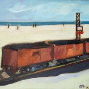 Manfred Weil, Bahntransport, Öl auf Leinwand, 2002