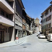 Rheinfeldens Marktgasse in früheren Zeiten (1) Ansicht der Marktgasse in Rheinfelden, 2. Hälfte 20. Jahrhundert