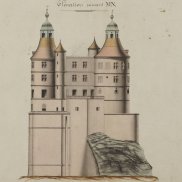 Projet d’assainissement du château - bâtiment A (détail), 1835-1862 Encre et lavis sur papier © Archives départementales du Doubs - ADD_12J64