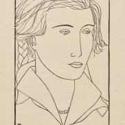 Franz Gertsch, Mädchenkopf, 1950 (1997), Holzschnitt / Woodcut, 18 x 12.5 cm, Handabzug 7 6/27 auf Kumohadamashi-Japanpapier von Heizaburo Iwano / Woodcut 7 6/27 on Kumohadamashi Japanese paper by Heizaburo Iwano, Museum Franz Gertsch, Burgdorf © Franz Gertsch AG