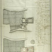 Vogelschau und Grundriss der Mainzer Kartause nach der Aufhebung, 1788/90, Stadtarchiv Mainz