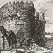 Giovanni Battista Piranesi, "Sepolcro di Cecilia Metella“ (Grabmal der Caecilia Metel-la), um 1764/65, Radierung, Augustinermuseum – Städtische Museen Freiburg, Foto: Axel Killian Giovanni Battista Piranesi, "Sepolcro di Cecilia Metella“ (Grabmal der Caecilia Metel-la), um 1764/65, Radierung, Augustinermuseum – Städtische Museen Freiburg, Foto: Axel Killian