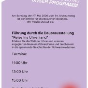 Am Sonntag, den 17. Mai 2026, zum int. Museumstag, ist der Eintritt für alle Besucher kostenlos.