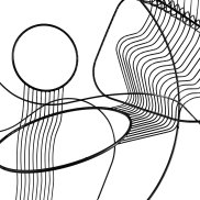 Schwarze Linien in unterschiedlicher Bewegung auf weißem Grund