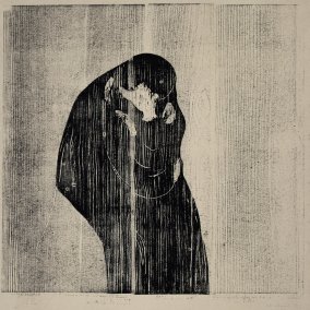 Edvard Munch, The Kiss (1902), woodcut on laid paper, Reutlingen Art Museum Collection