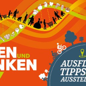 Ansicht des Faltkarten-Covers mit den Ausflugstipps zur Ausstellung