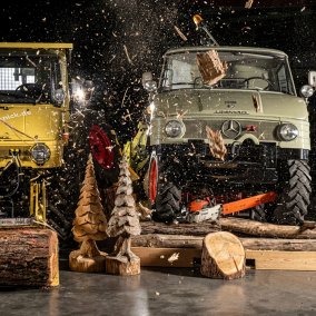 Unimog mit Baumstämmen