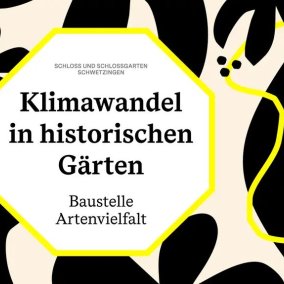 Promotional poster for the outdoor exhibition “Climate Change in Historic Gardens” at Schwetzingen Palace and its gardens