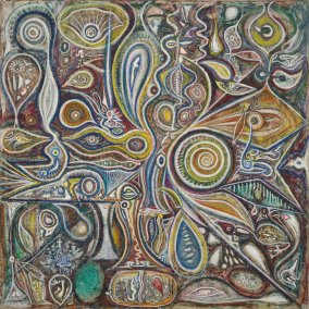 Richard Pousette-Dart, Unter dem Meer, 1939, Öl und Tusche auf Pergament, 59,7 x 59,7 cm, The Richard Pousette-Dart Foundation © The Richard Pousette-Dart Estate / VG Bild-Kunst, Bonn 2025