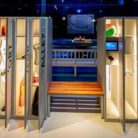 You can see changing room lockers that are built into the exhibition