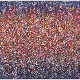 Richard Pousette-Dart, Radiance Number 8, (Imploding Light Red), 1973–74, Acryl auf Leinen,228.6 x 228.6 cm © 2024 The Richard Pousette-Dart Estate / VG Bild-Kunst, Bonn 2024