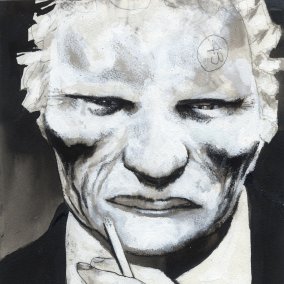 Portrait Zeichnung eines Mannes mit Zigarette