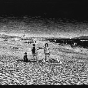 © Thomas Ott, «Route 66», 2017 Collection Louis Vuitton, Paris Man sitting on the beach