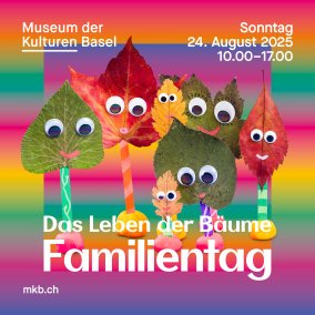Bunter Flyer mit verschiedenfarbigen Blättern mit Augen