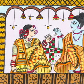 Illustrationen aus dem Ramayana mit dem König Rama und seiner Frau Sita aus den Hindu-Traditionen Sri Lankas