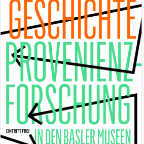 Flyer Vorderseite mit Aufschrift mit dem Titel in Orange-Grün auf weissem Hintergrund