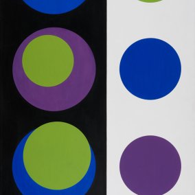 Geneviève Claisse, R 338, 1969, Öl auf Leinwand, 196 x 131 cm, Aargauer Kunsthaus, Aarau
