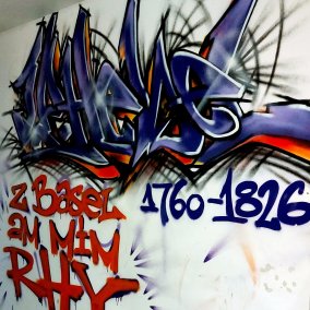 Graffito, das im Dreiländermuseum zu Ehren J.P. Hebels entstand Graffito, das im Dreiländermuseum zu Ehren J.P. Hebels entstand
