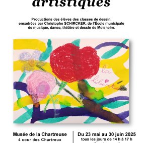 Dessin d'enfant présentant un bouquet de fleurs rouge, rose et violette, et indiquant "la Liberté".