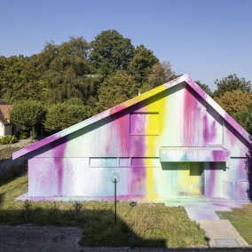 Ausschnitt eines von Ash Keating bemalten Gebäudes in Werribee, Victoria (Australien)