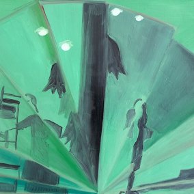 Emmanuelle Castellan, «Setting», 2023, Öl auf Leinwand, 85 x 110 cm