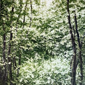 Une toile de l'artiste représentant la forêt