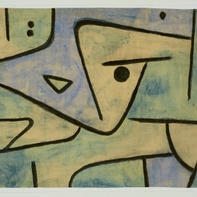 Paul Klee, Ohne Titel (Zweierlei Augenmass), um 1938, Kleisterfarbe und Aquarell auf Papier auf Karton, 44,4 × 59,2 cm, Zentrum Paul Klee, Bern  © Zentrum Paul Klee