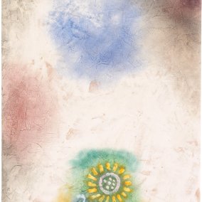 Paul Klee, Ohne Titel (Blume und Schlange) [Rückseite von Kind und Drache], um 1940 Aquarell und Kleisterfarbe auf Gipsgrundierung auf Karton 33,5 × 42,5 cm Zentrum Paul Klee, Bern, Schenkung Livia Klee  © Zentrum Paul Klee