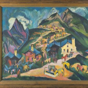 Ernst Ludwig Kirchner, Alpaufzug, 1918/1919, Öl auf Leinwand, 139 × 199 cm. Kunstmuseum St. Gallen, Donald E. Gordon #539 © Kunstmuseum St. Gallen Ernst Ludwig Kirchner, Alpaufzug, 1918/1919, Öl auf Leinwand, 139 × 199 cm. Kunstmuseum St. Gallen, Donald E. Gordon #539 © Kunstmuseum St. Gallen