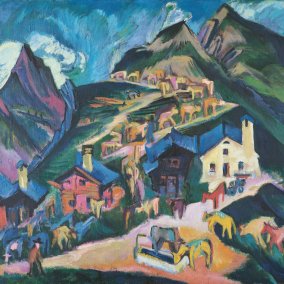 Ernst Ludwig Kirchner, Alpaufzug, 1918/1919, Öl auf Leinwand, 139 × 199 cm. Kunstmuseum St. Gallen, Donald E. Gordon #539  © Kunstmuseum St. Gallen
