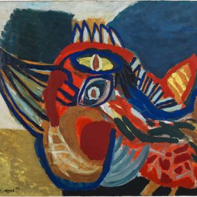 Karel Appel, Le coq furieux, 1952, Öl auf textilem Träger, 89 × 116 cm, Expressionismus-Stiftung beim Kunstmuseum Bern, Bern  © Karel Appel Foundation / 2025, ProLitteris, Zurich