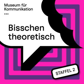 Bisschen theoretisch Staffel 2 Ein lila-pinkes Labyrith mit weisser Sprechblase, von der ein Bisschen abgebissen wurde und in der Bisschen theoretisch steht