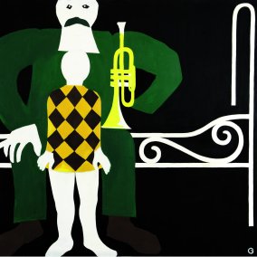 Franz Gertsch Der grosse Spielmann [Detail], 1966 Dispersion auf Leinwand / Dispersion on canvas 170 x 220 cm Museum Franz Gertsch, Burgdorf (Dauerleihgabe Kunstsammlung Kanton Bern) © Franz Gertsch AG 